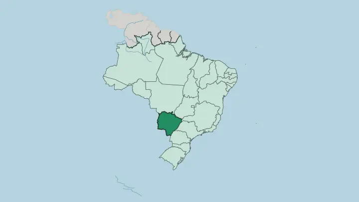 Map of Mato Grosso do Sul in Brazil