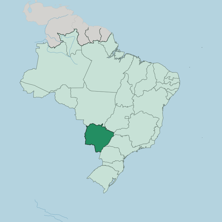 Map showing Mato Grosso do Sul — In Brazil