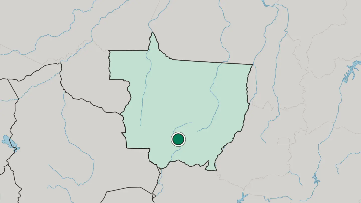 Map of Cuiabá in Brazil
