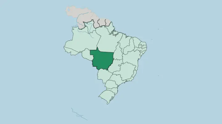 Map of Mato Grosso in Brazil
