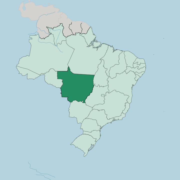 Map showing Mato Grosso — In Brazil
