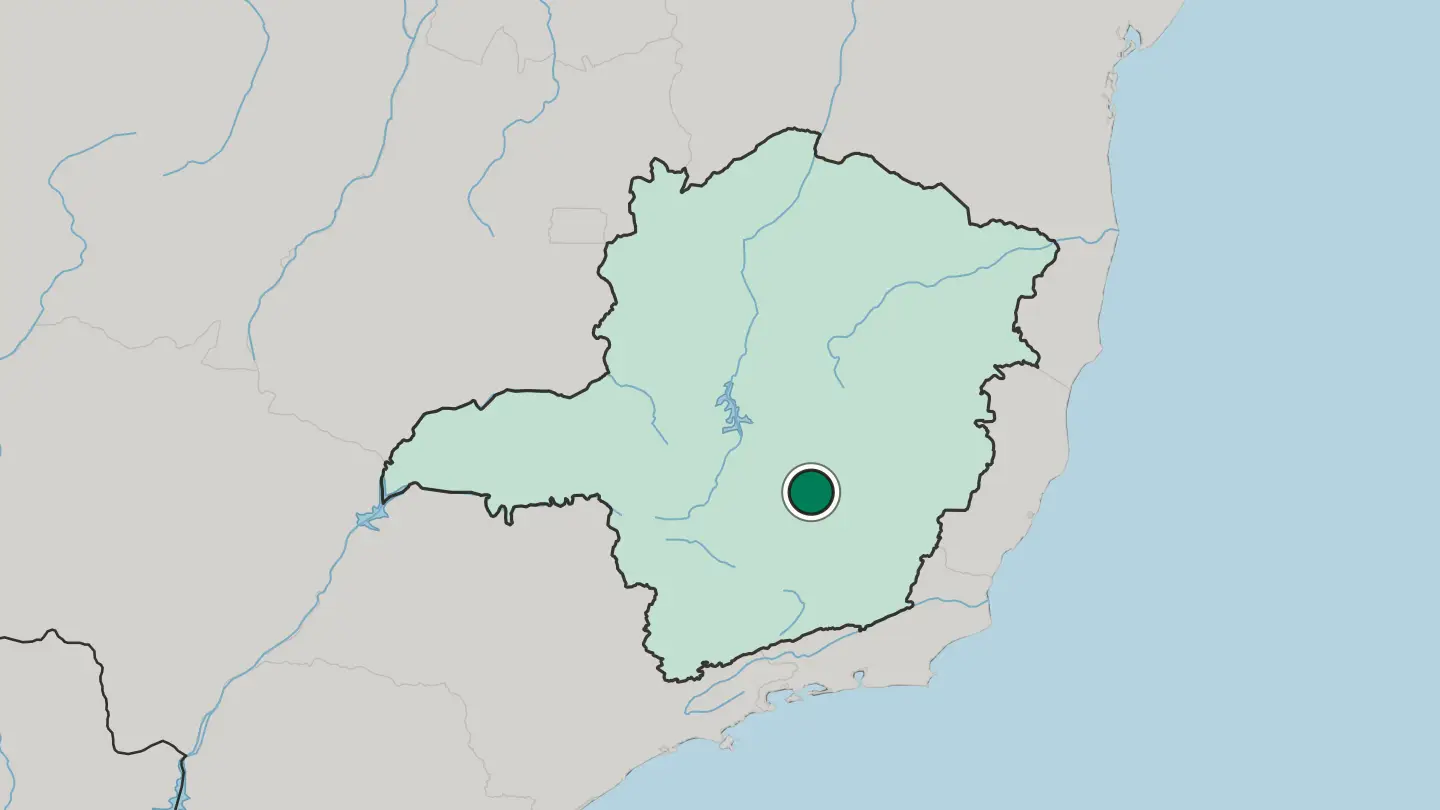 Map of Belo Horizonte in Brazil