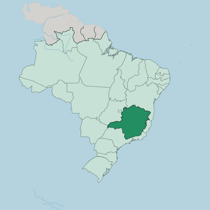 Map showing Minas Gerais — In Brazil