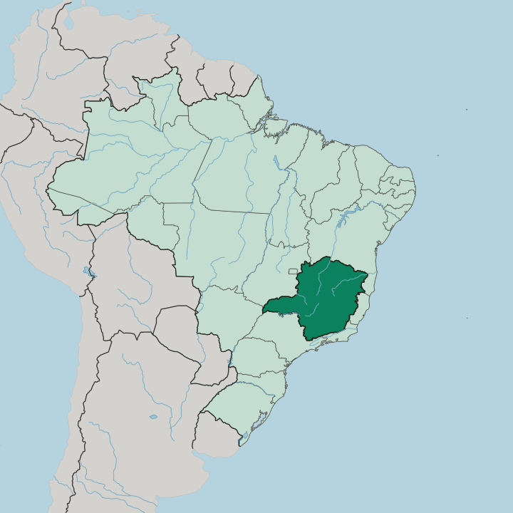 Map showing Minas Gerais — In Brazil