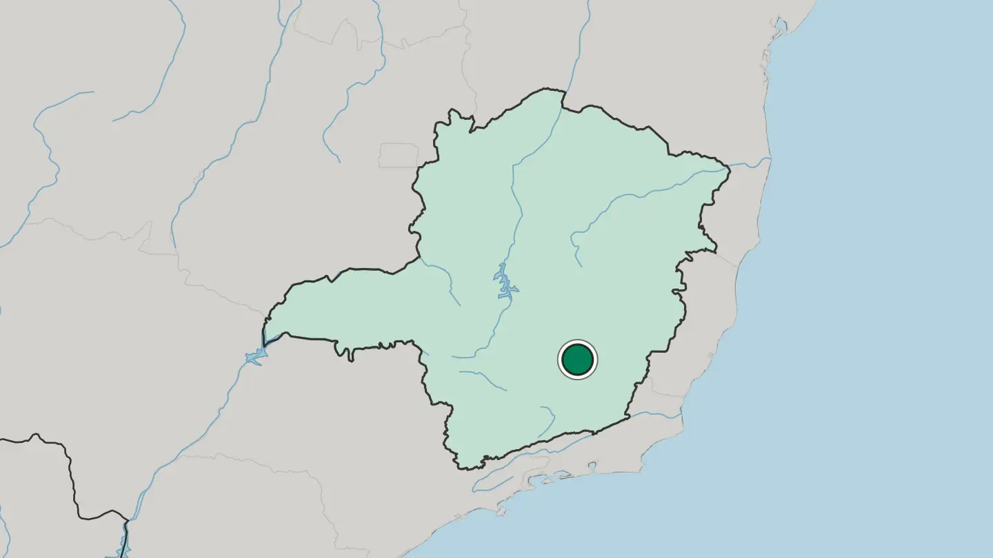 Map of Ouro Preto in Brazil