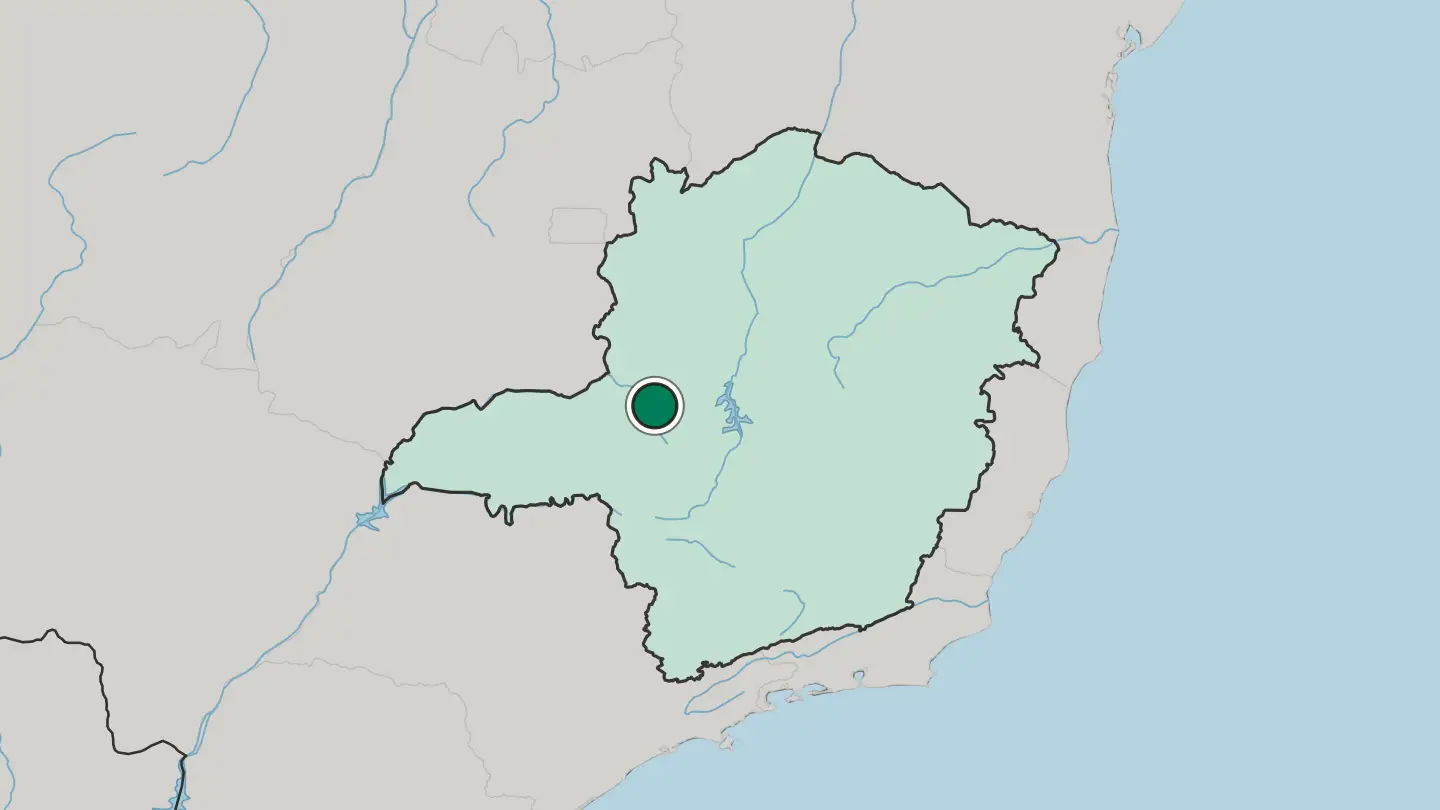 Map of Patos de Minas in Brazil