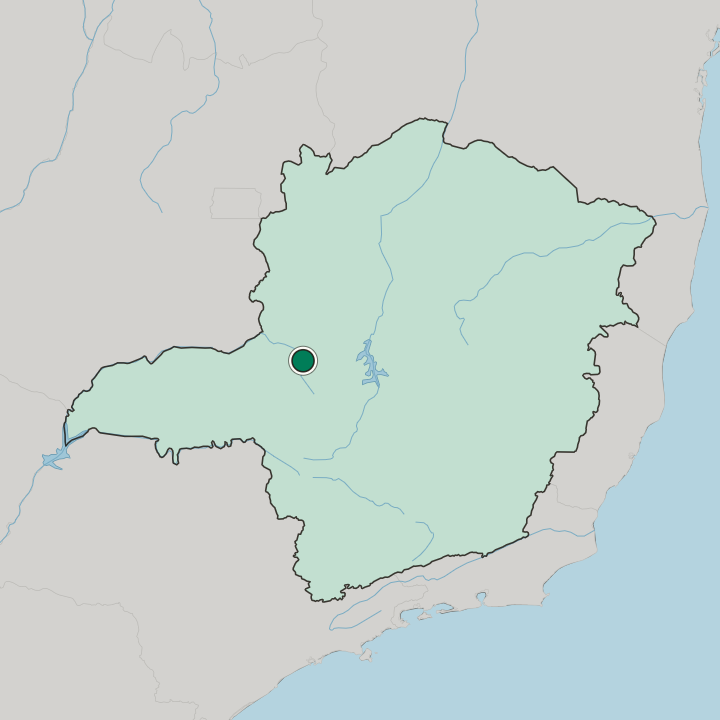 Map showing Patos de Minas — In Minas Gerais