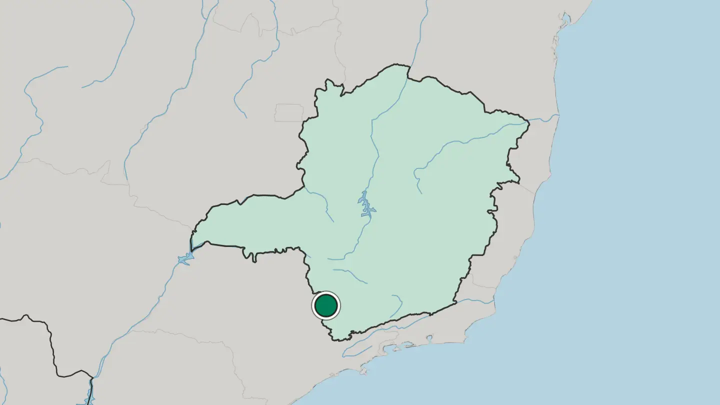 Map of Poços de Caldas in Brazil