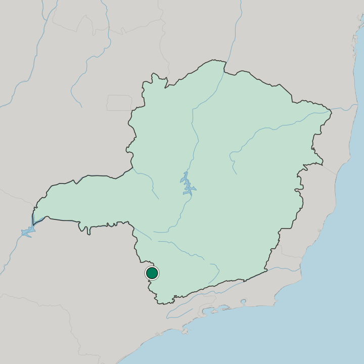 Map showing Poços de Caldas — In Minas Gerais