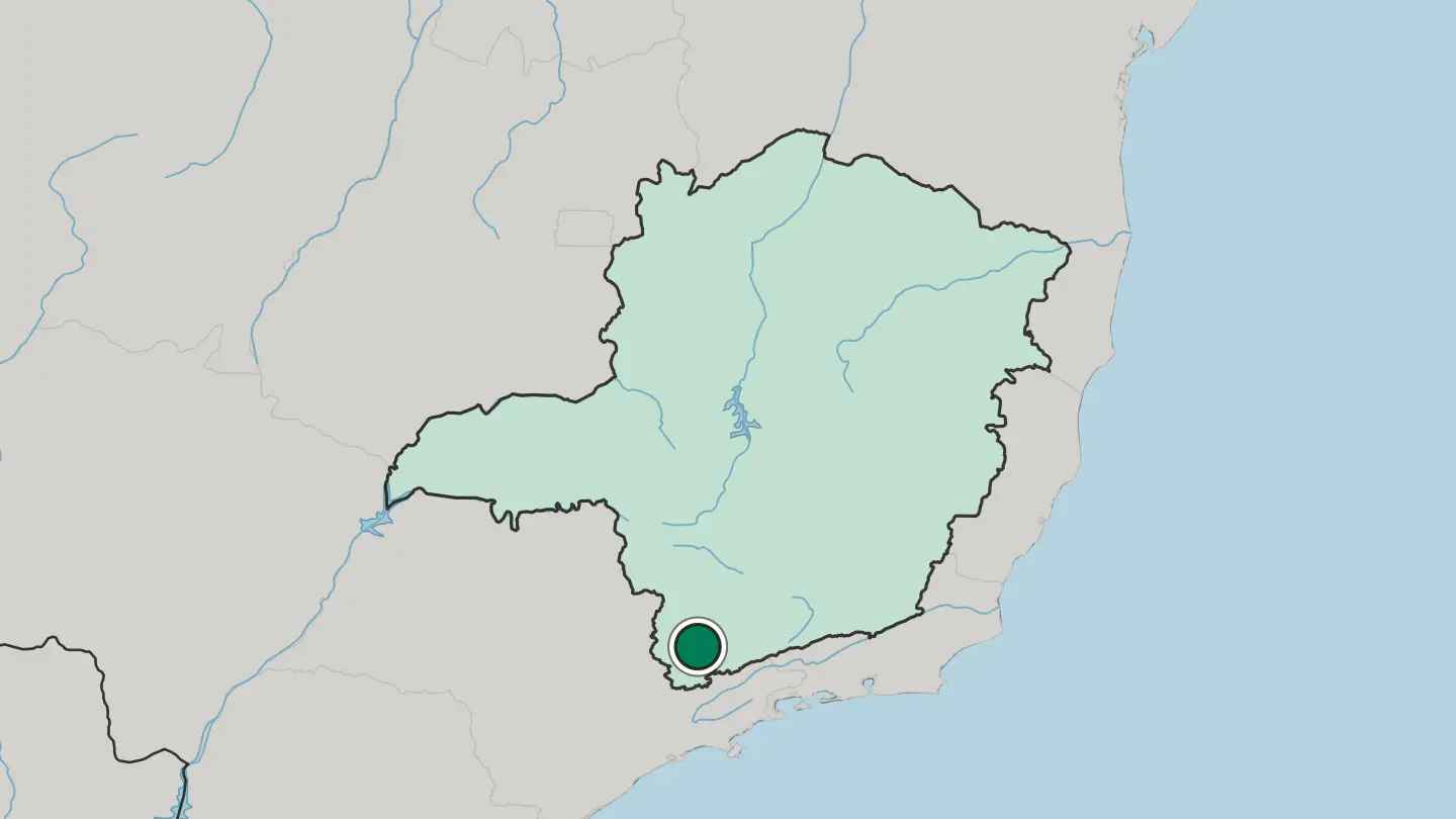 Map of Pouso Alegre in Brazil