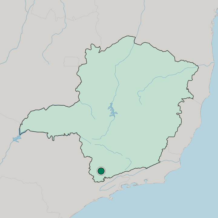 Map showing Pouso Alegre — In Minas Gerais