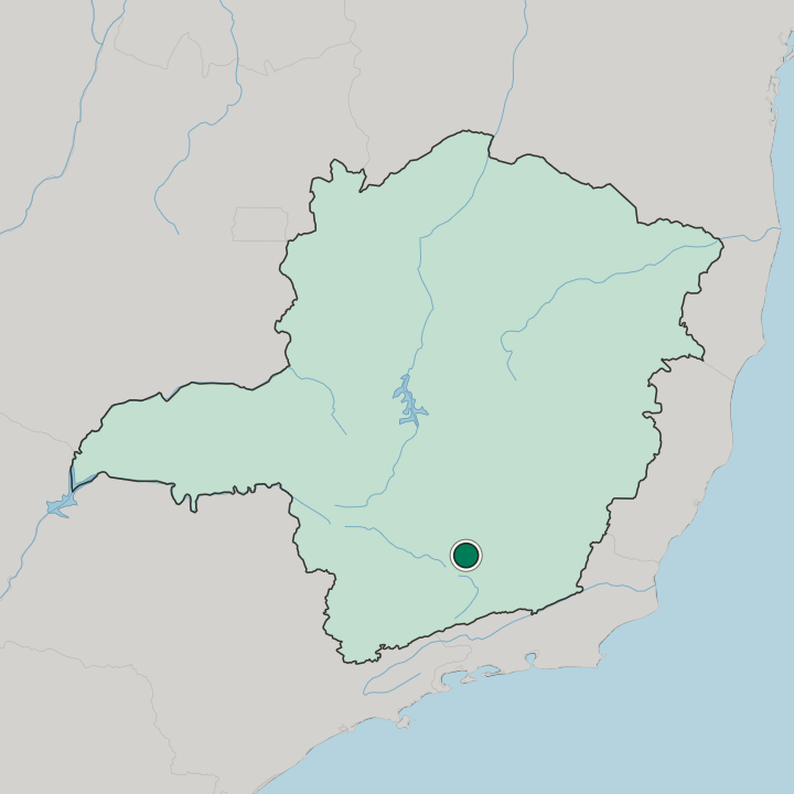 Map showing São João del Rei — In Minas Gerais
