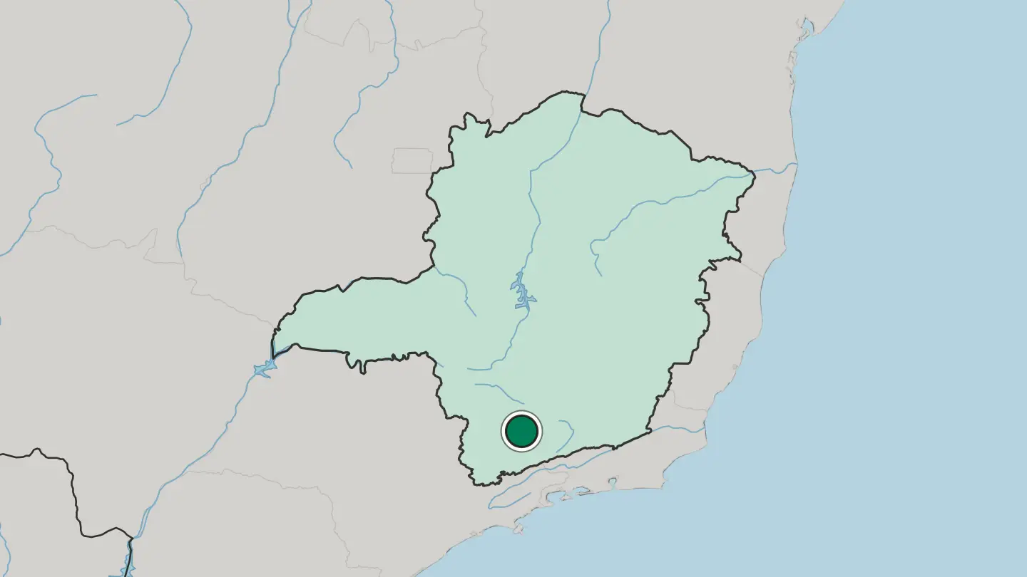 Map of Três Corações in Brazil
