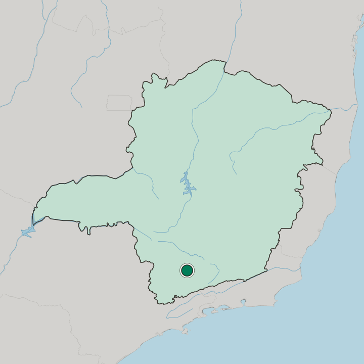 Map showing Três Corações — In Minas Gerais