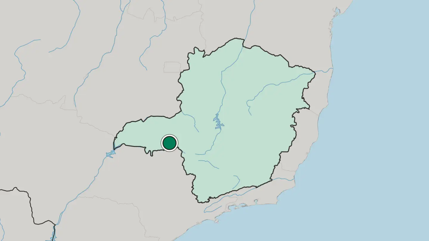 Map of Uberaba in Brazil