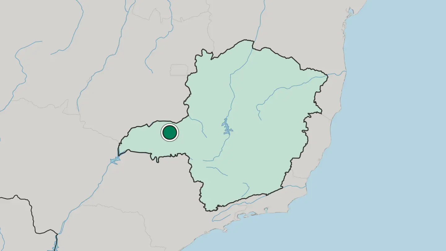 Map of Uberlândia in Brazil
