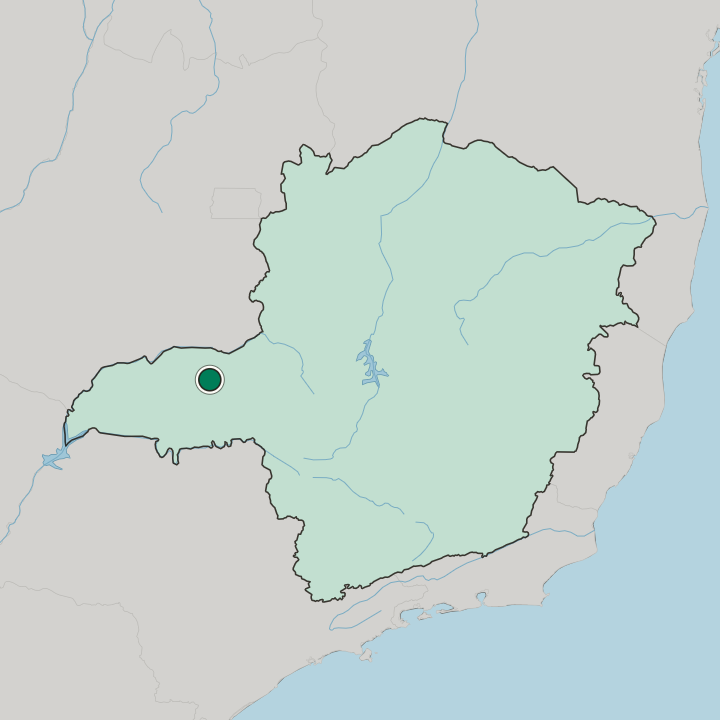 Map showing Uberlândia — In Minas Gerais