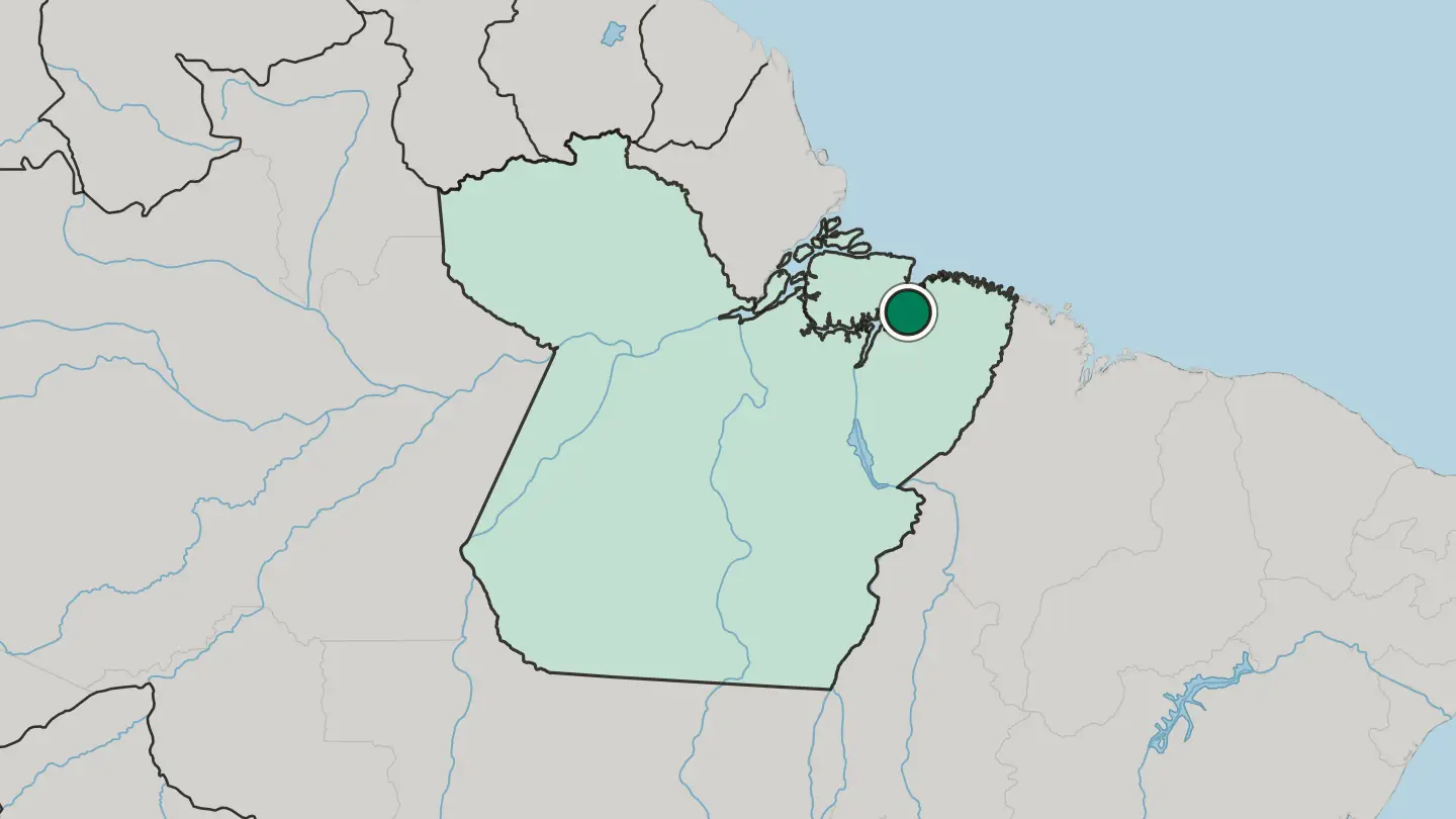 Map of Belém in Brazil