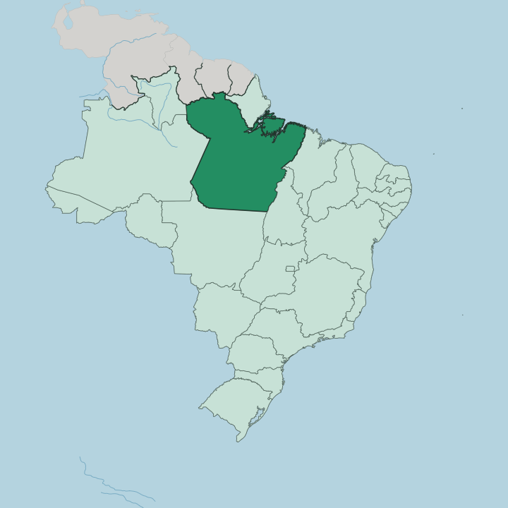 Map showing Pará — In Brazil