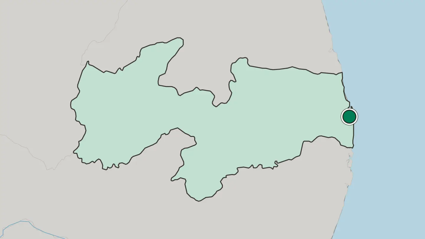 Map of João Pessoa in Brazil