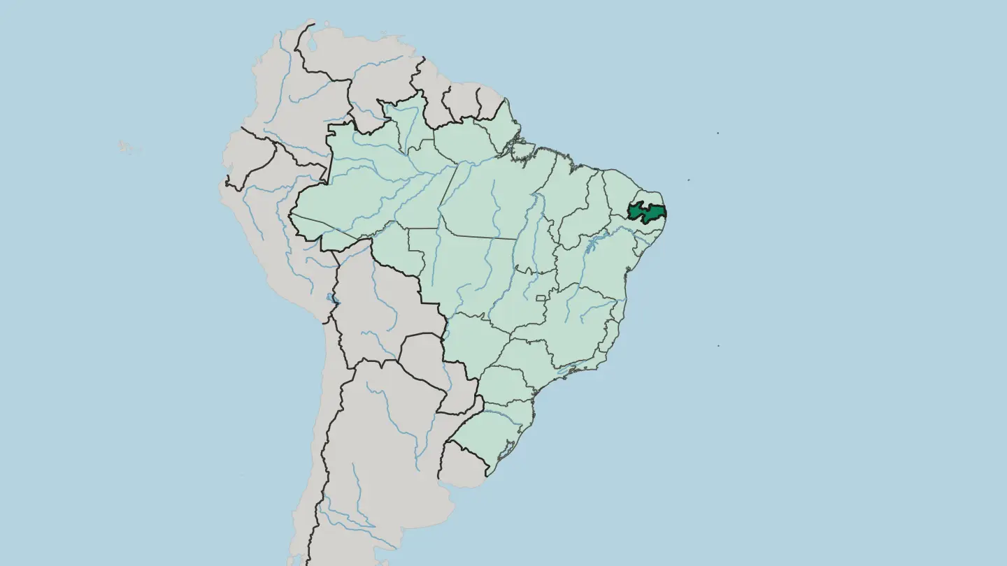 Map of Paraíba in Brazil