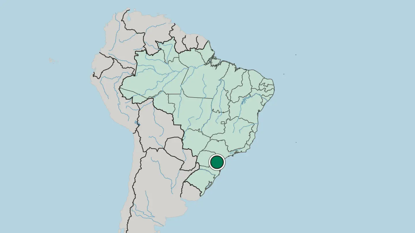 Map of Curitiba in Brazil