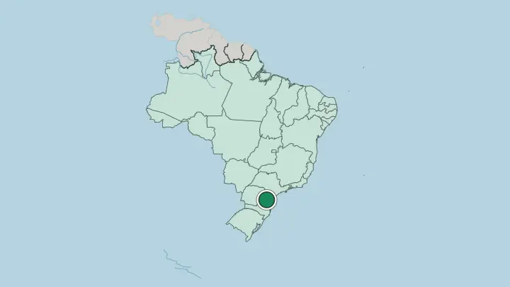 Map of Curitiba in Brazil