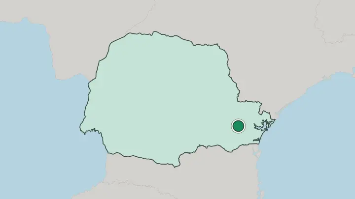 Map of Curitiba in Brazil