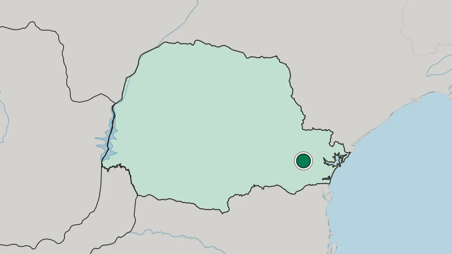 Map of Curitiba in Brazil