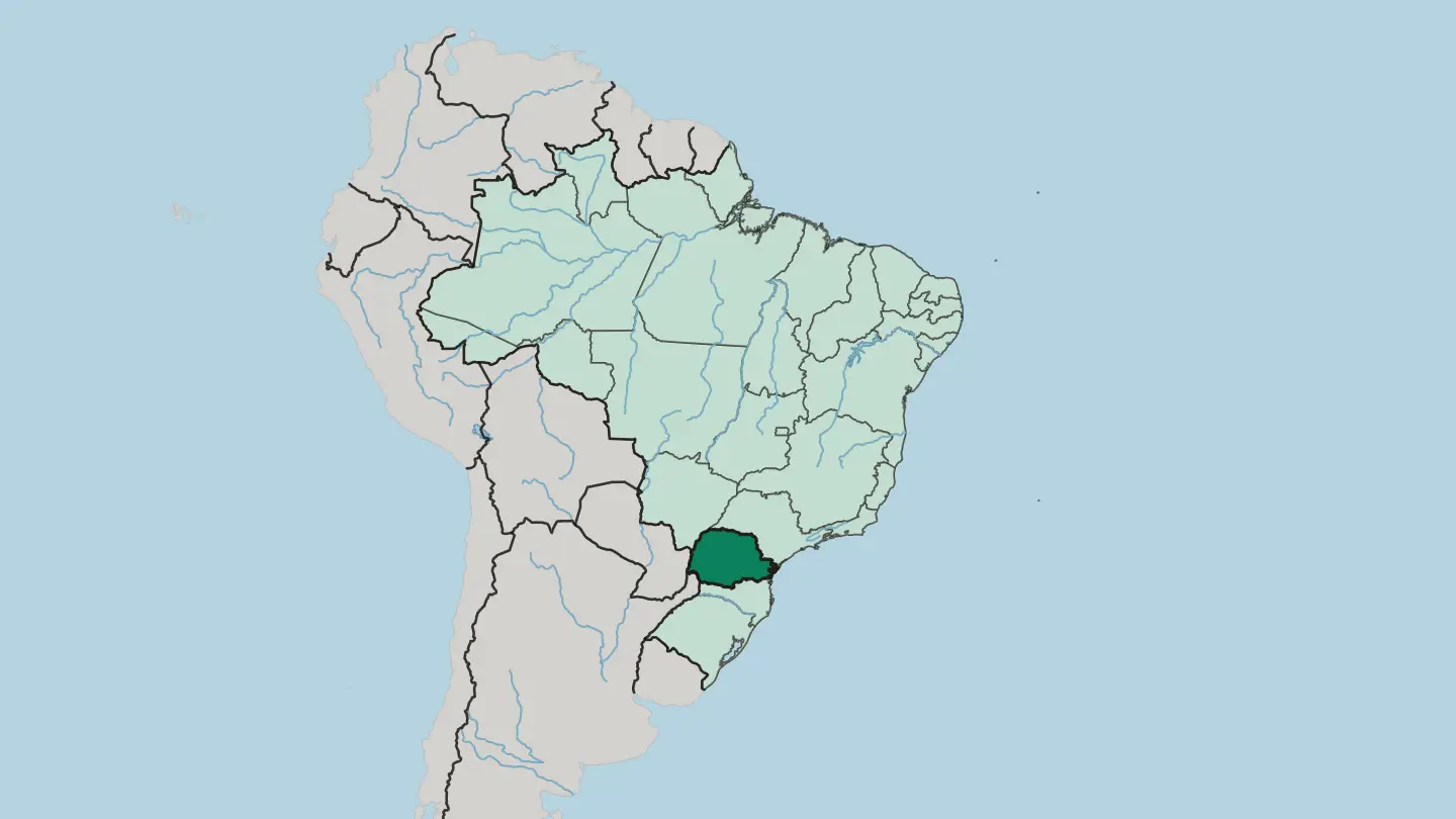 Map of Paraná in Brazil