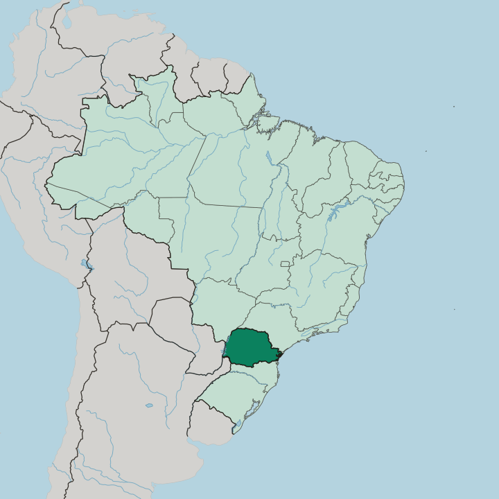 Map showing Paraná — In Brazil