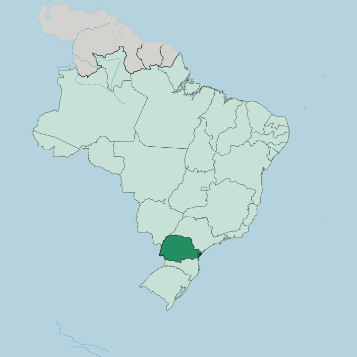 Map showing Paraná — In Brazil