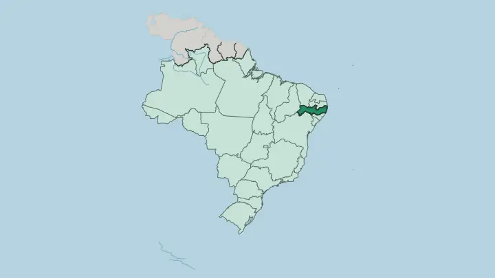Map of Pernambuco in Brazil