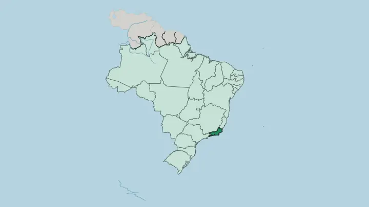Map of Rio de Janeiro in Brazil