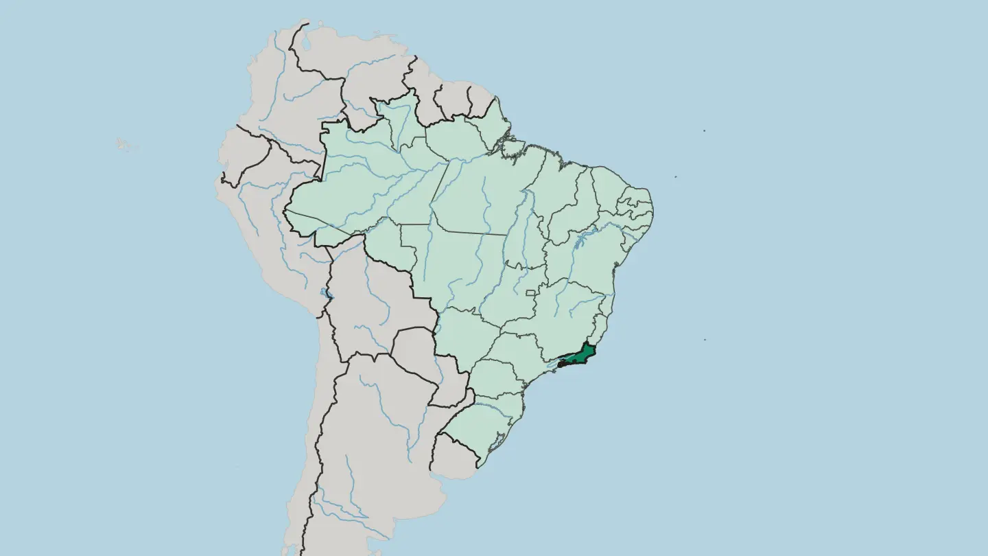 Map of Rio de Janeiro in Brazil