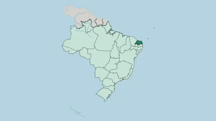 Map of Rio Grande do Norte in Brazil