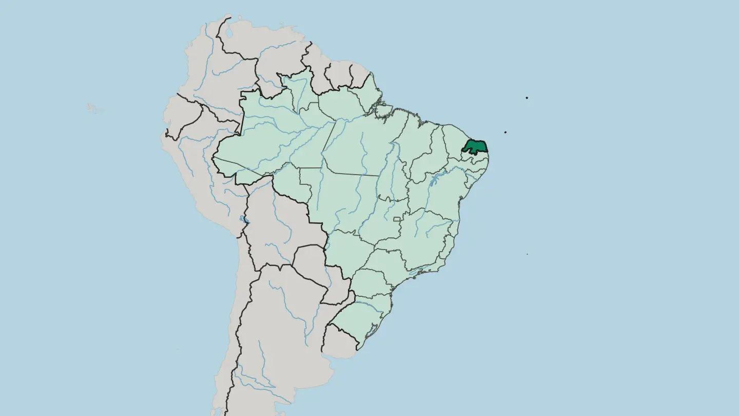 Map of Rio Grande do Norte in Brazil