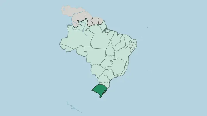 Map of Rio Grande do Sul in Brazil