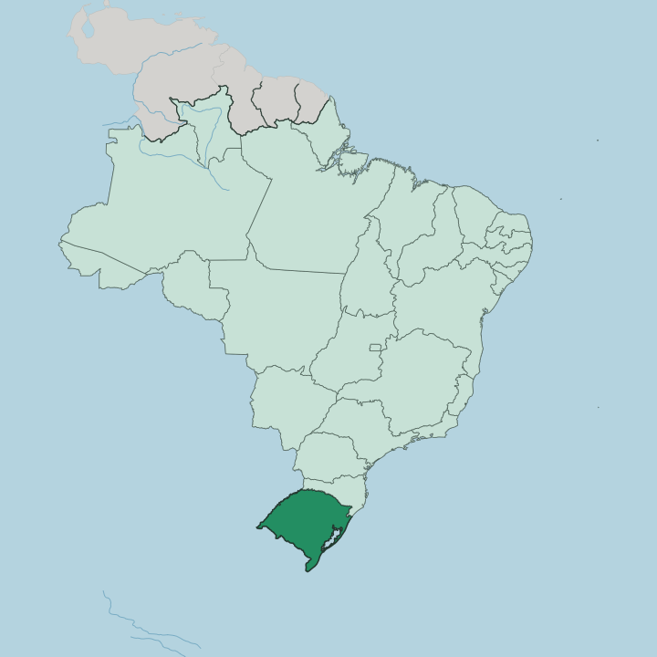 Map showing Rio Grande do Sul — In Brazil