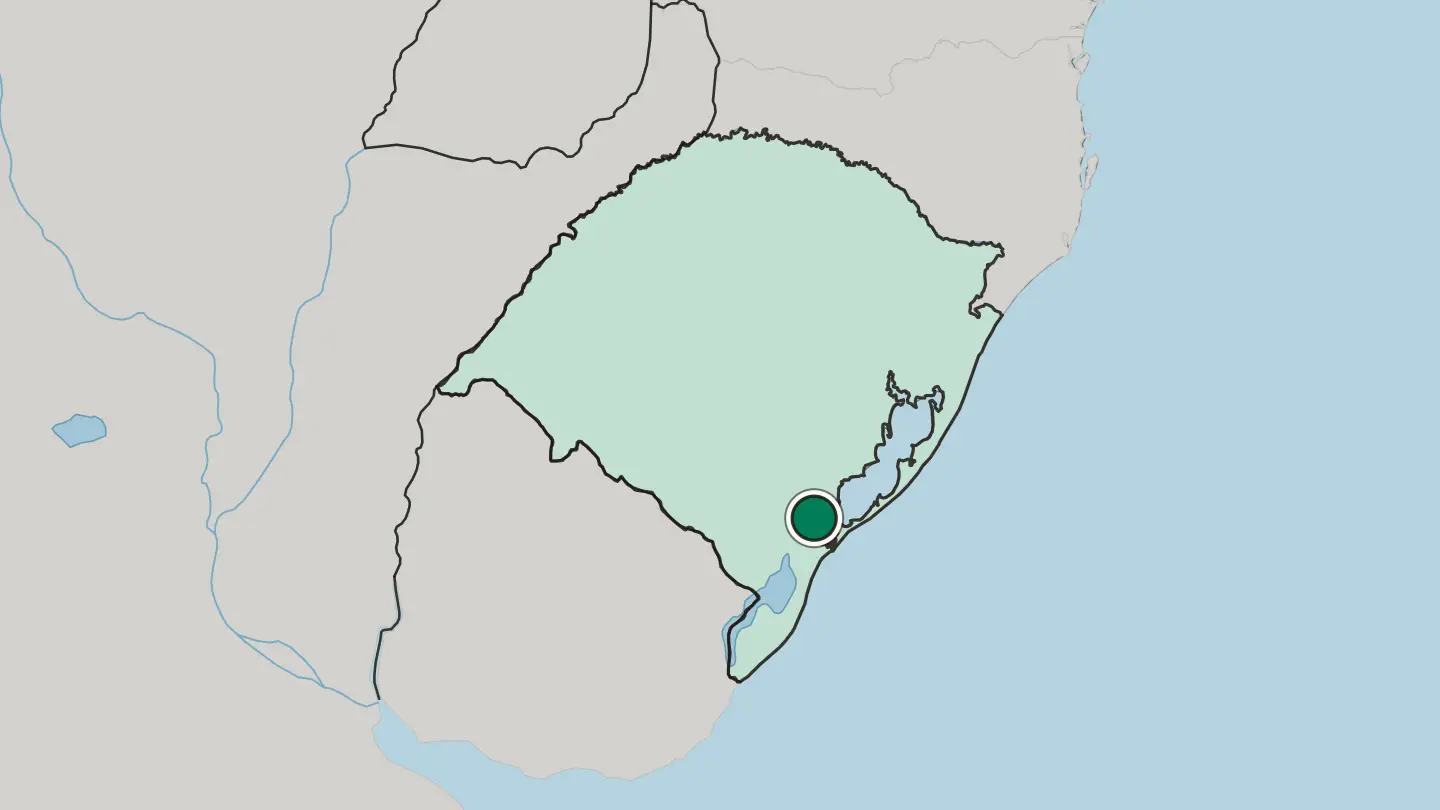Map of Pelotas in Brazil