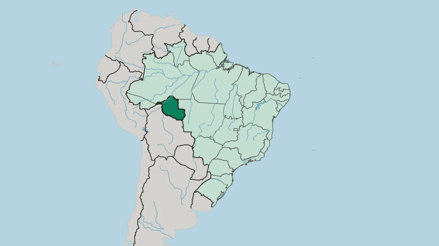 Map of Rondônia in Brazil