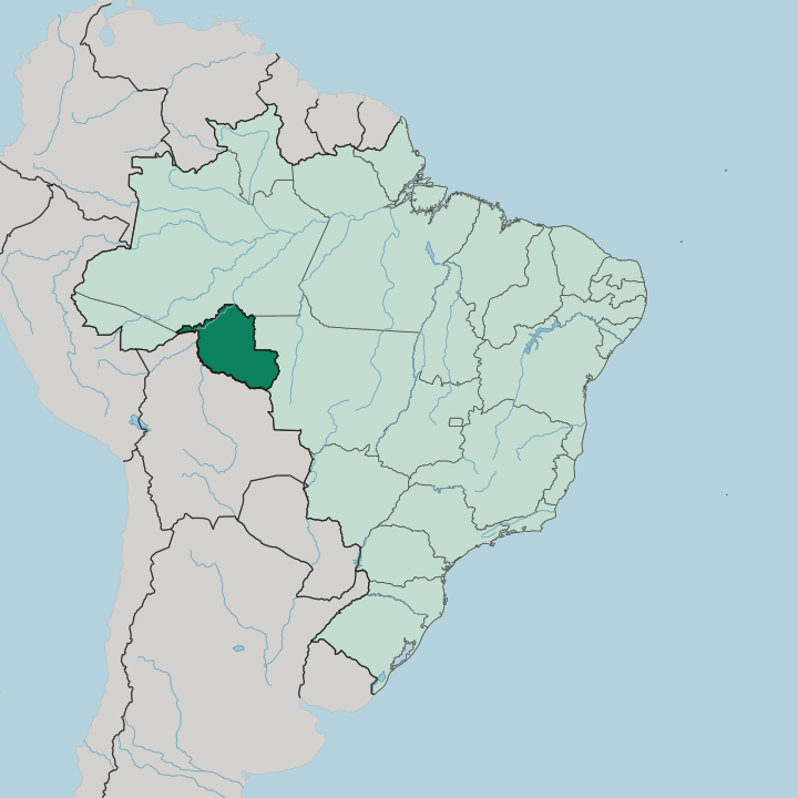 Map showing Rondônia — In Brazil
