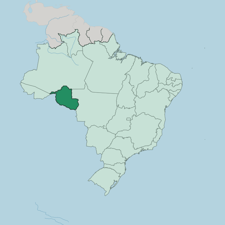 Map showing Rondônia — In Brazil