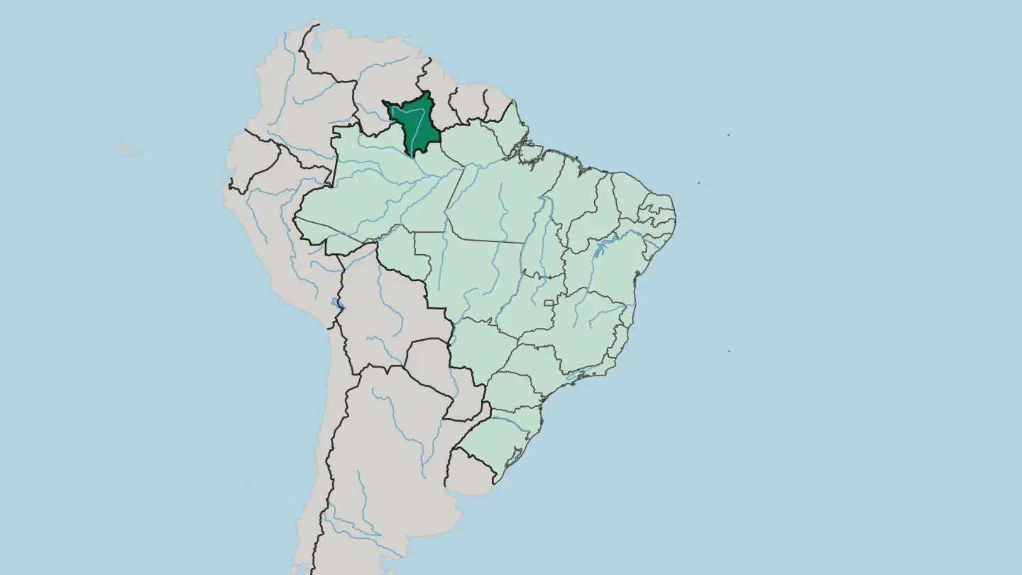 Map of Roraima in Brazil