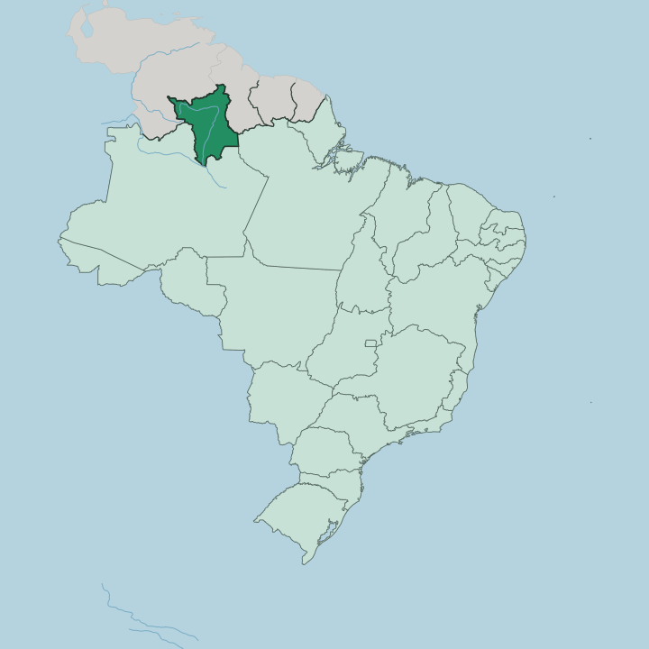 Map showing Roraima — In Brazil