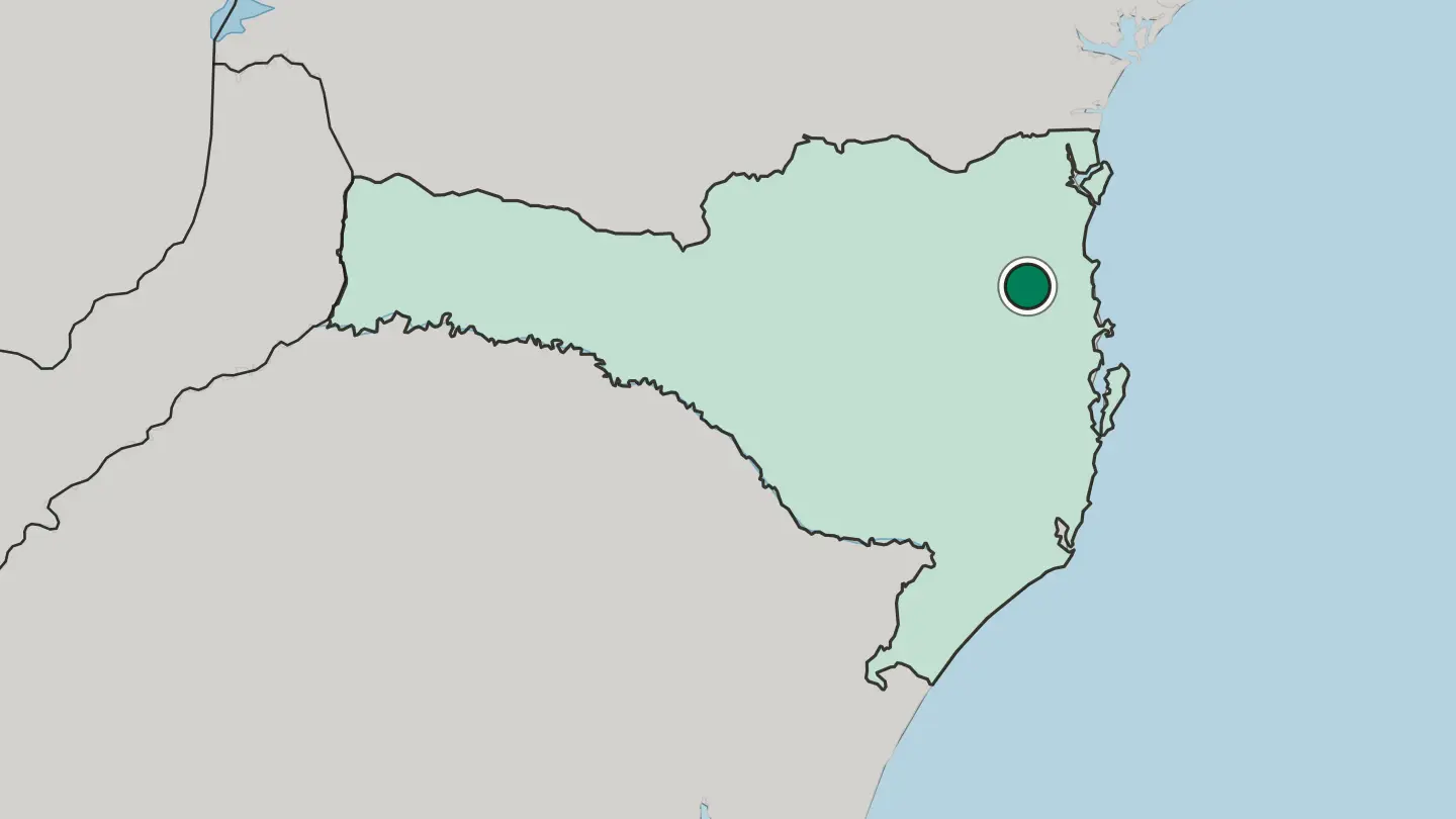 Map of Blumenau in Brazil