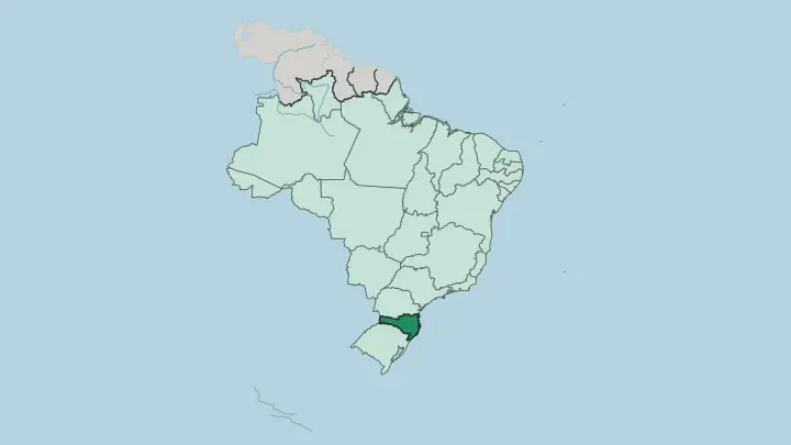 Map of Santa Catarina in Brazil