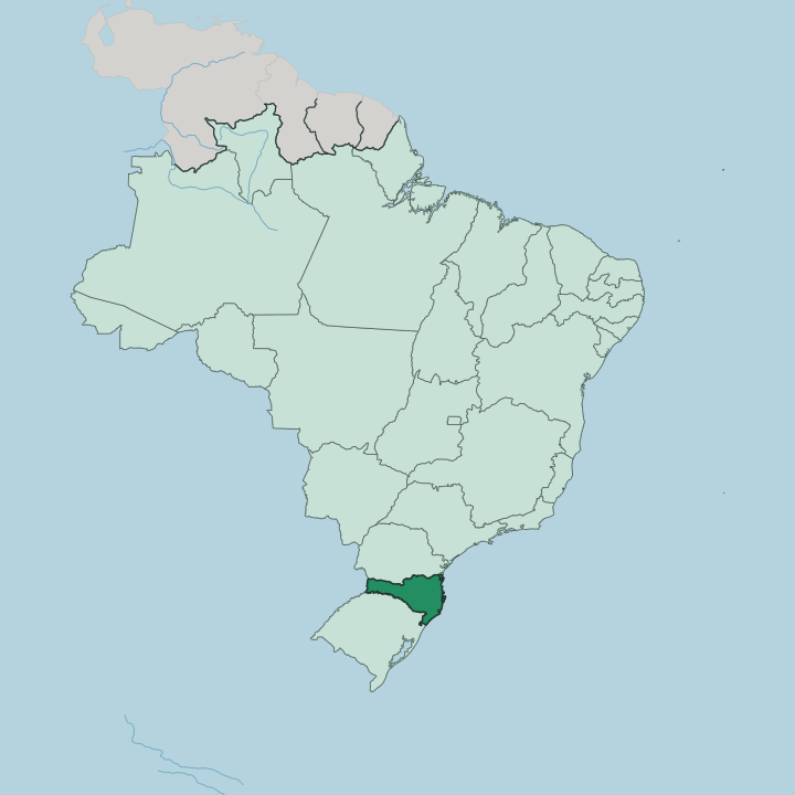 Map showing Santa Catarina — In Brazil