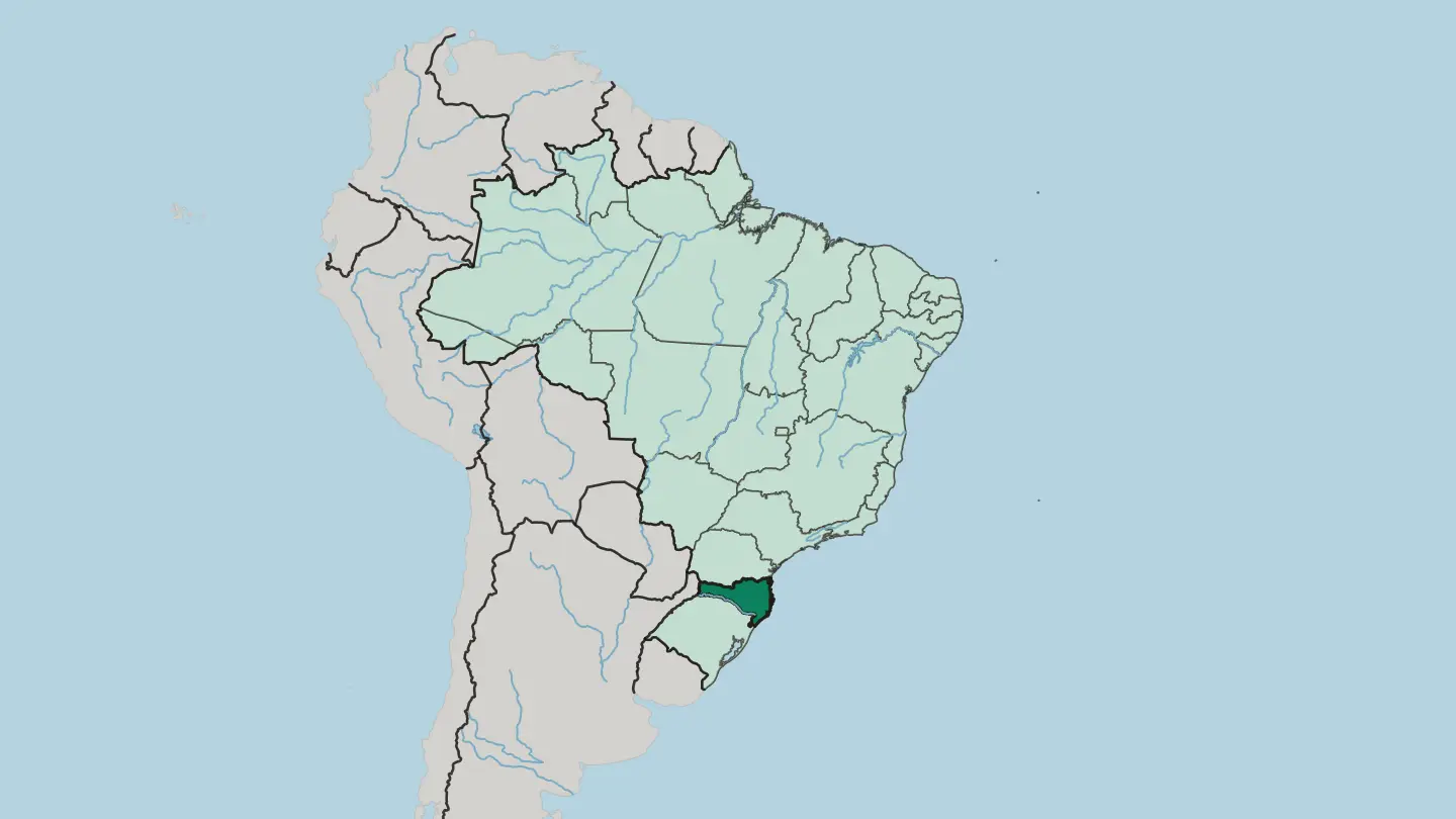 Map of Santa Catarina in Brazil