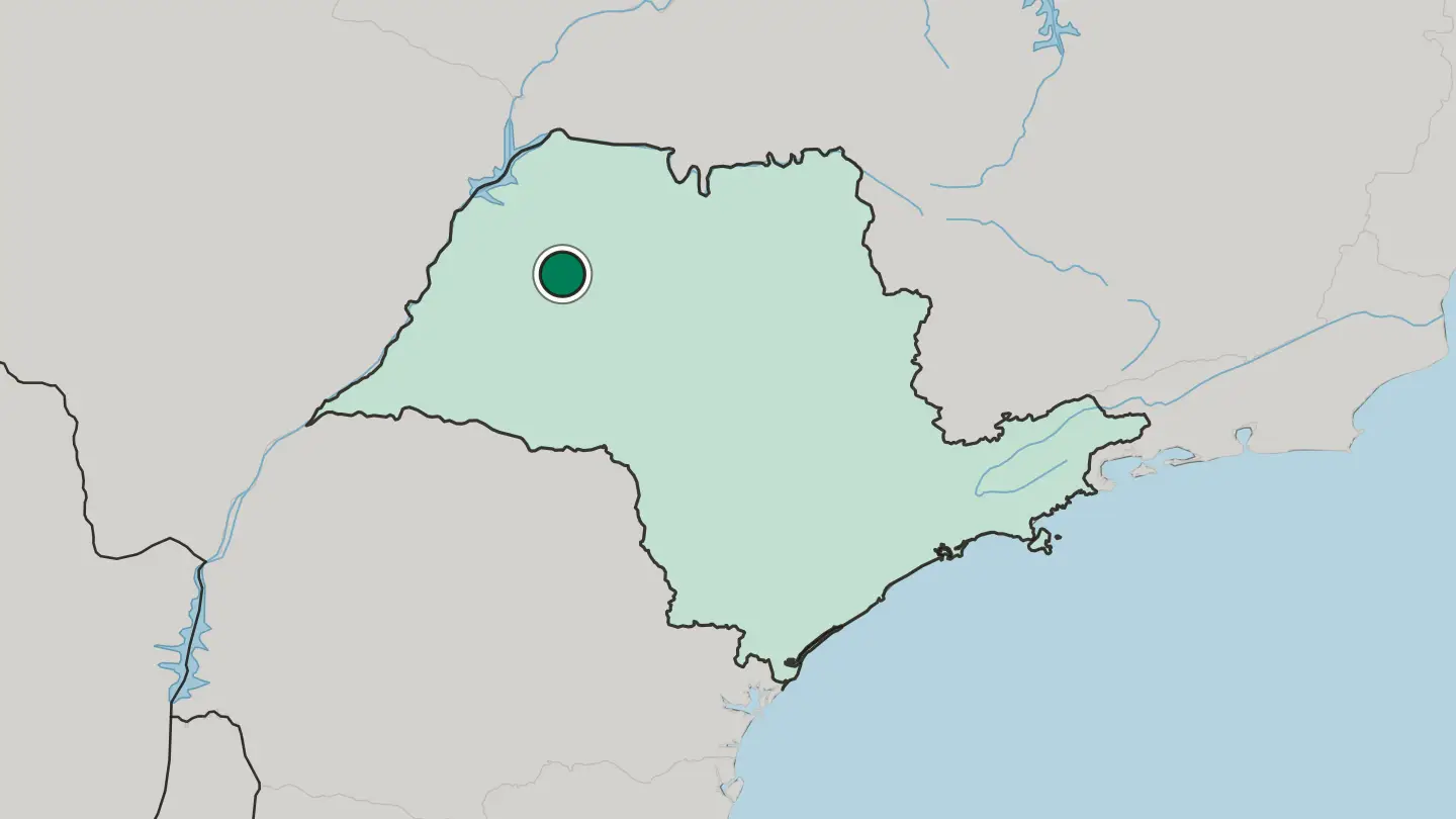 Map of Araçatuba in Brazil